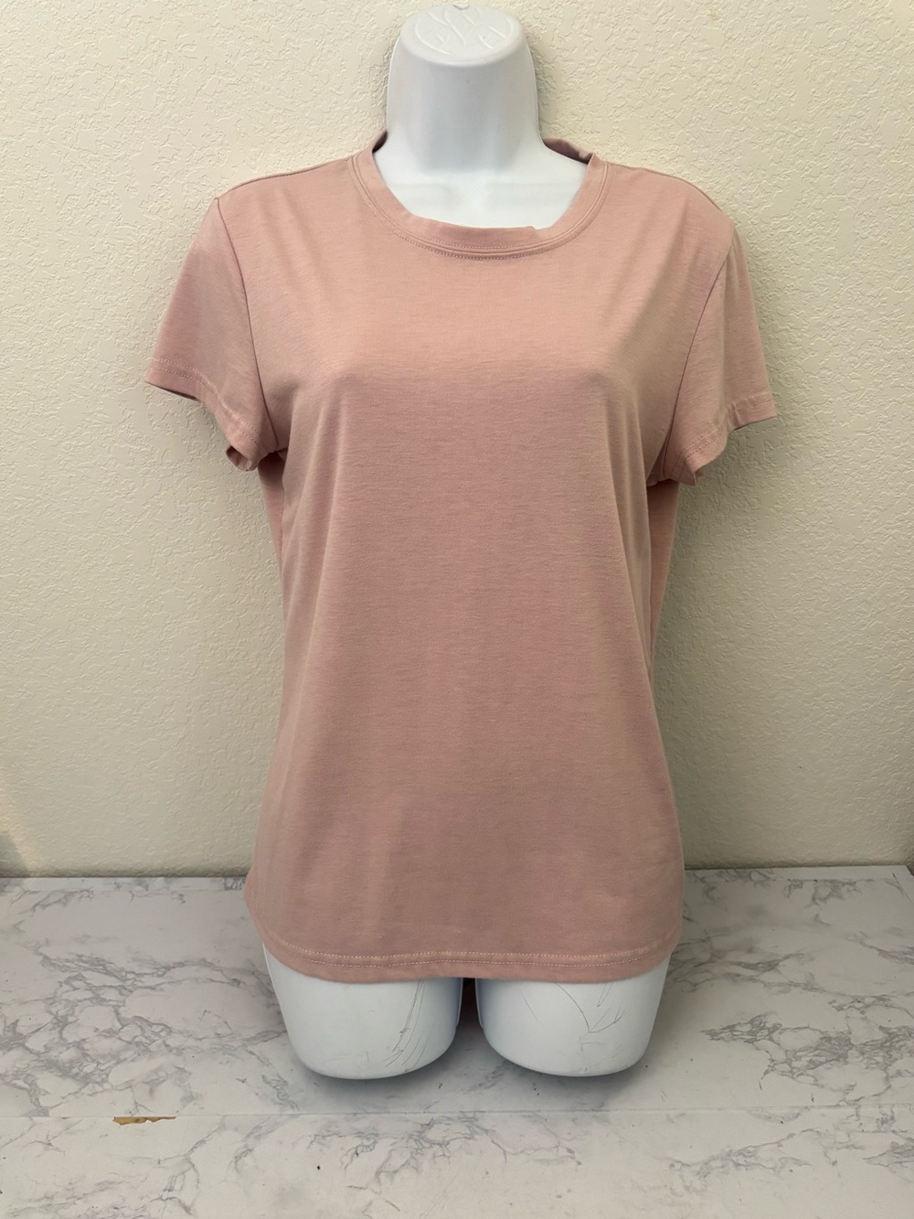 Droimp Ladies Womens Size M Pink Short Sleeve Shirt Pullover Blush Top